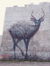 `Deer` street art graffiti mural in Lodz, Poland